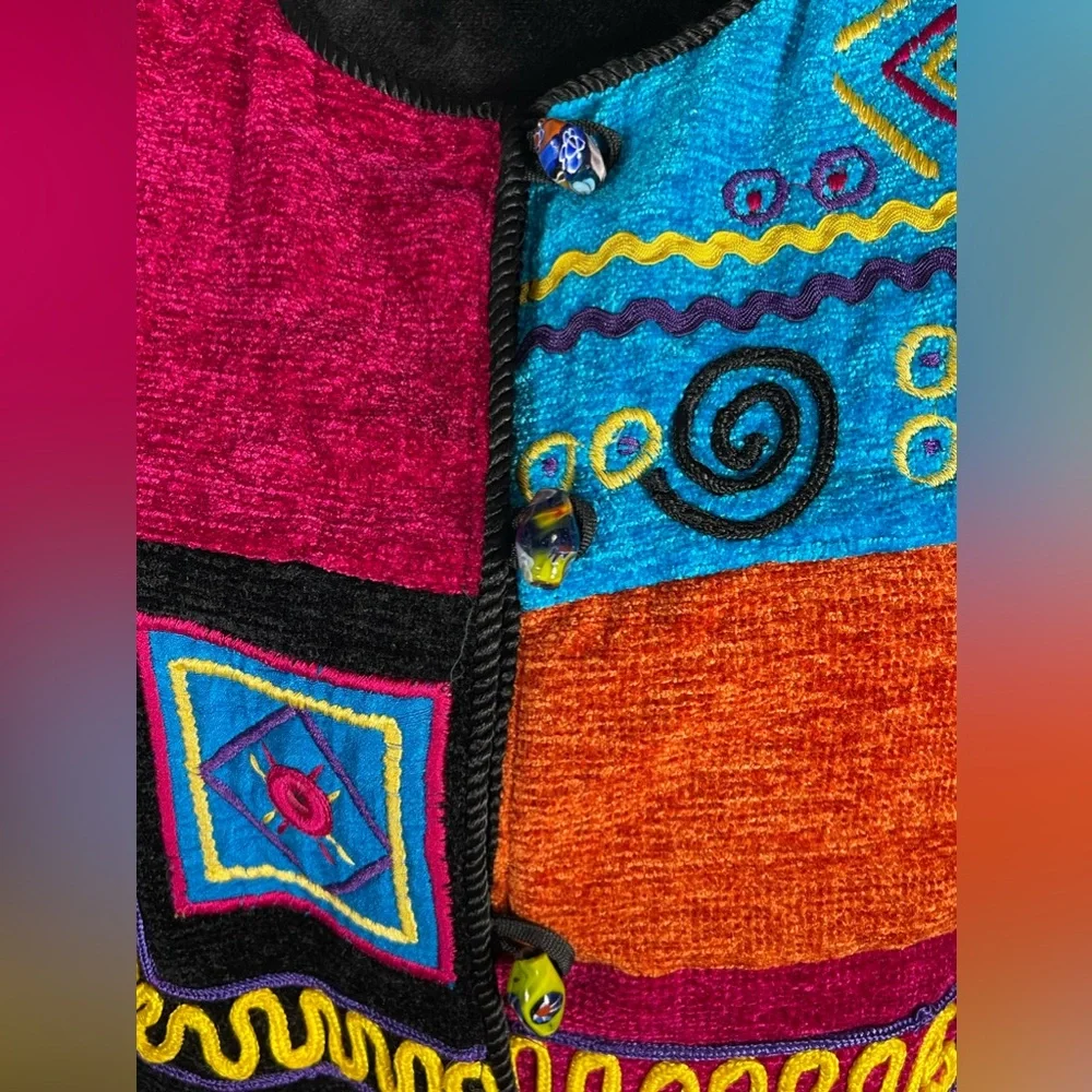 Allure Boutique Vintage Women's Novelty Art Wear Button Front Bold Sweater Sz L - Picture 5 of 10